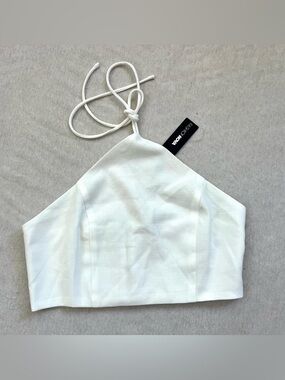 Fashion Nova White Halter Crop Cami